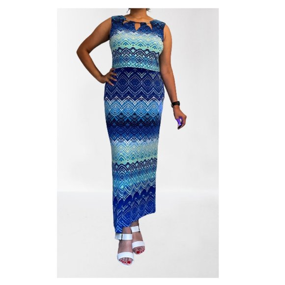 Sandra Darren Maxi Blue, Teal, Green Dress 👗 - Picture 1 of 13